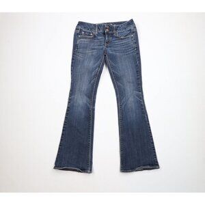 Vtg Y2K American Eagle Outfitters Womens 2 Short Stretch Babydoll Flared Jeans
